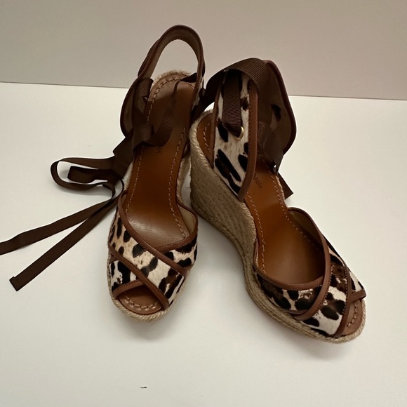 New Dolce & Gabbana Leopard Pony Hair Espadrille/Ankle Wrap Wedge - Picture 7 of 16